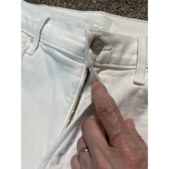 Mother Women’s The Rascal Crop Fray Jeans Size 30 White Stretch Mid Rise Zipper - Picture 14 of 16